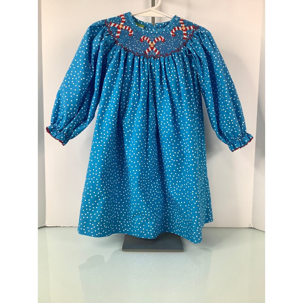 Candyland Smocked Candy canes Holiday dress toddler size 18 Month EUC